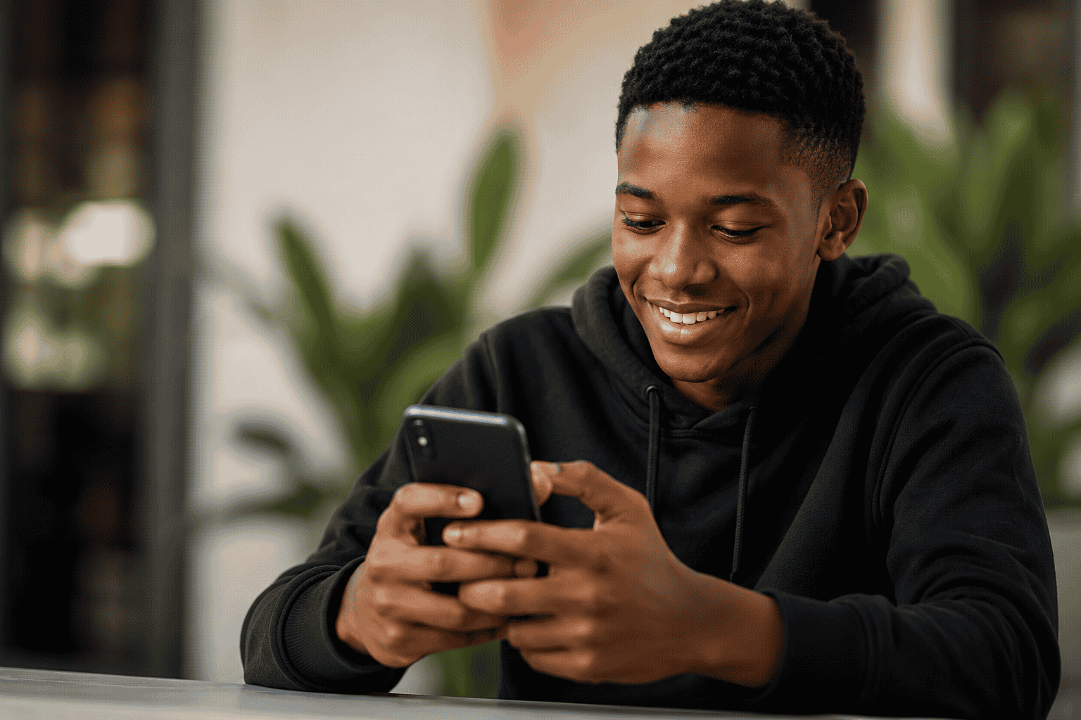 A young person using a mobile phone