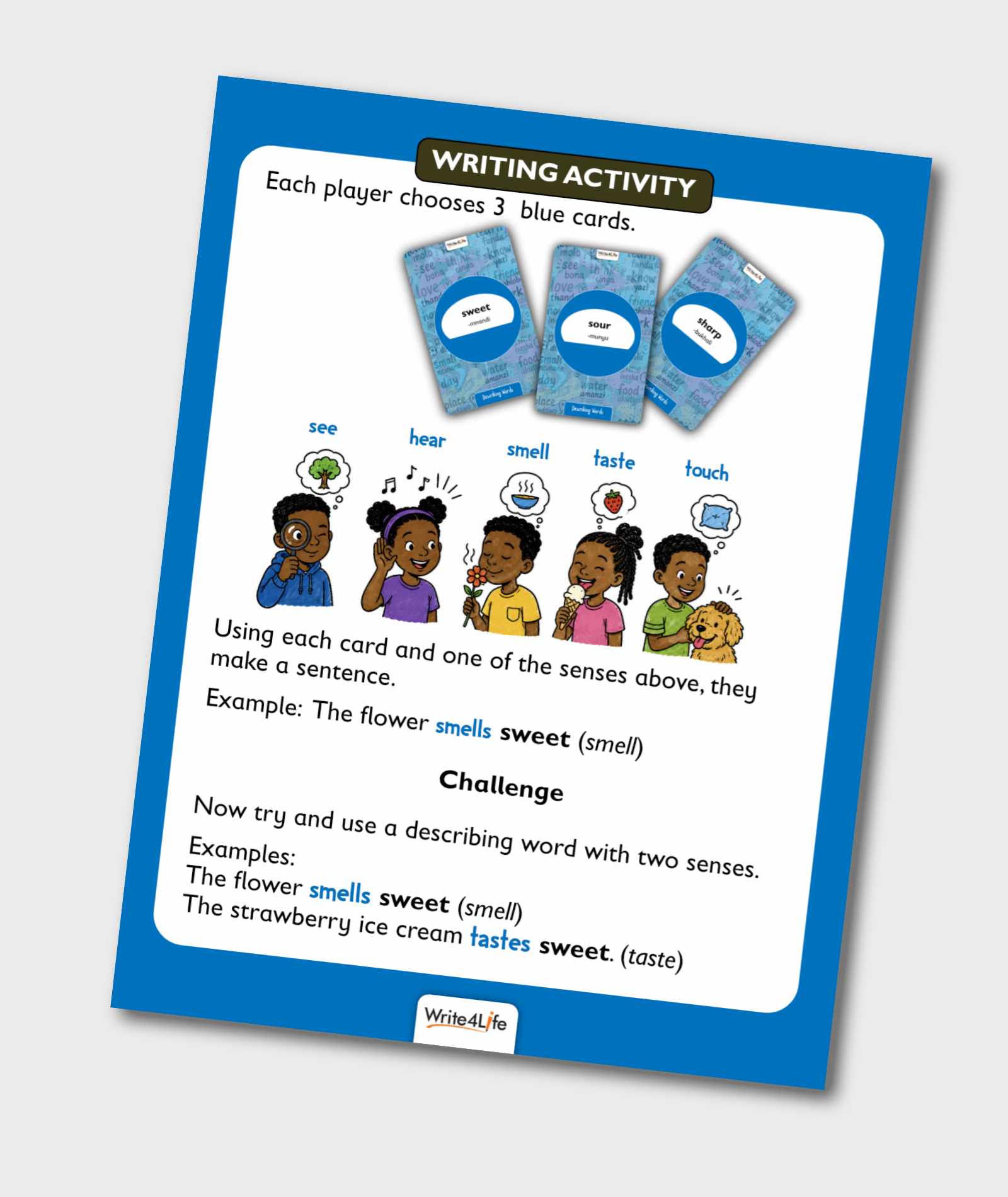 Build descriptive vocabulary activity card