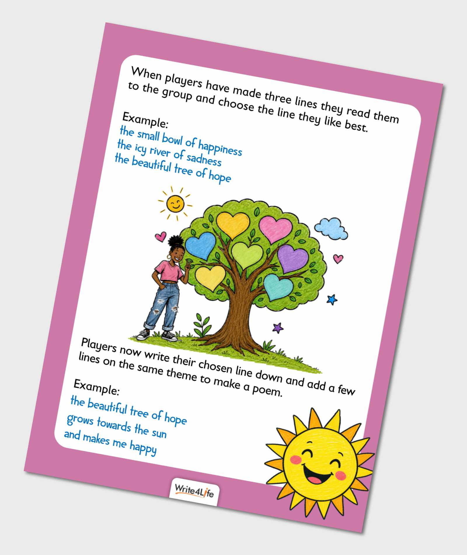 Inspire poetry build-a-poem activity card