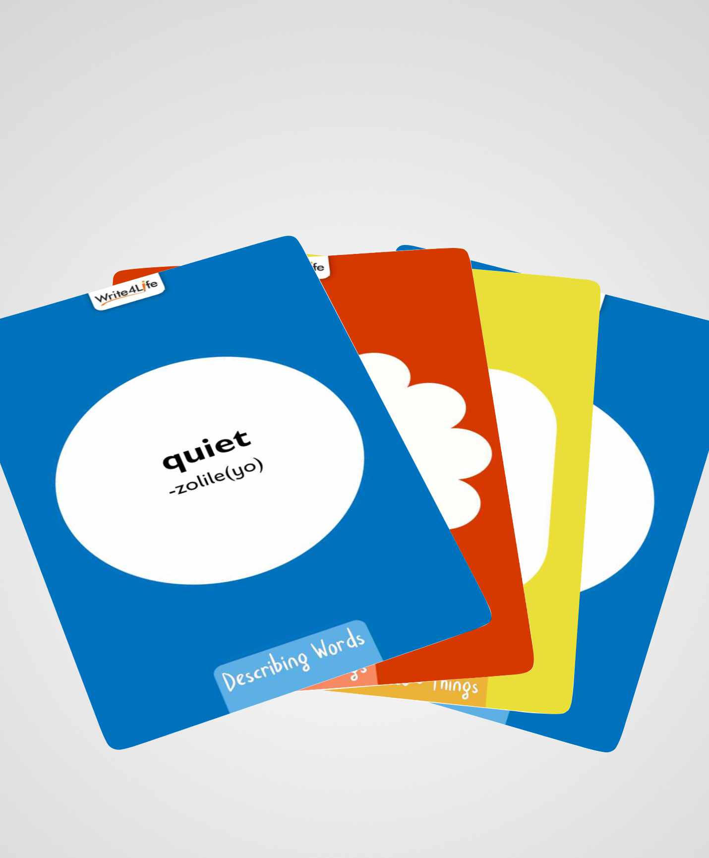 A set of Write4Life writing activity cards